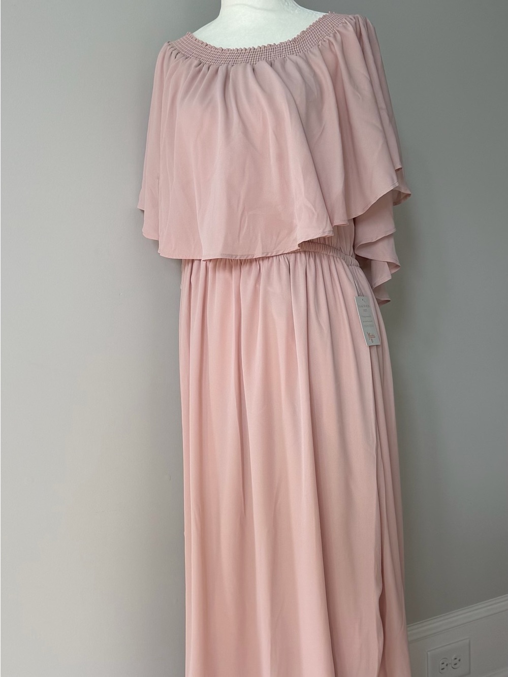 Show Me Your MuMu Blush Pink Off-Shoulder Maxi Dress